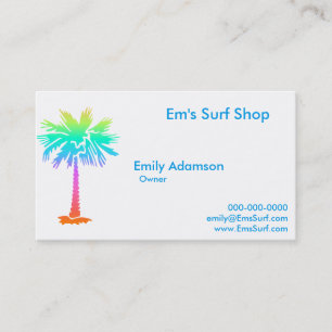 neon palm tree tropical summer bright colourful fu business card
