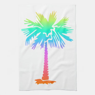 neon palm tree tropical summer colourful tea towel