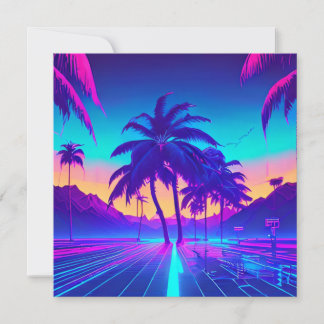 Neon palms holiday card