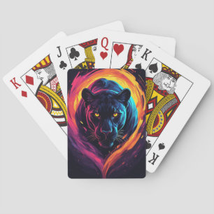 Neon Panther Fury 🐆⚡ Aggressive Jungle Beast Playing Cards