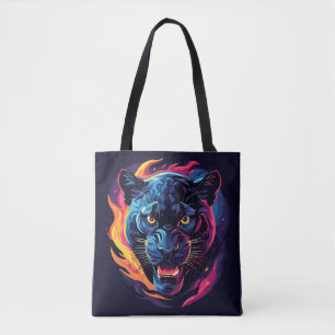 🐆 Neon Panther Fury Electric Jungle Glow Street Tote Bag