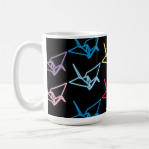 Neon Paper Cranes Coffee Mug