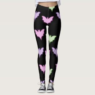 Neon Pastel Bat Seamless Pattern - Gothic Leggings