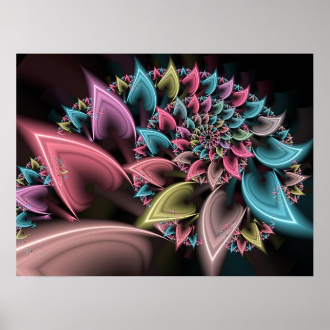Neon Pastel Petals Poster (Front)