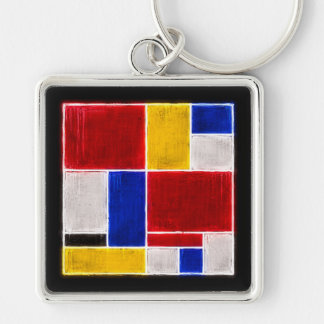 Neon Pattern Mondrian Key Ring
