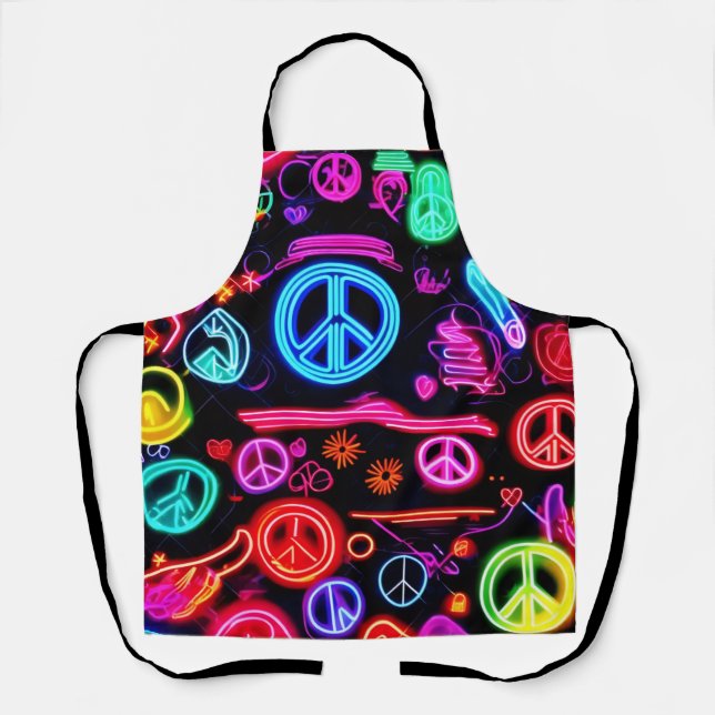 Neon Peace Symbol Patterns Apron (Front)