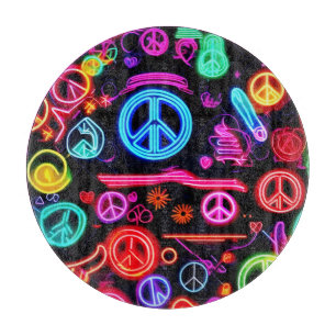 Neon Peace Symbol Patterns Cutting Board
