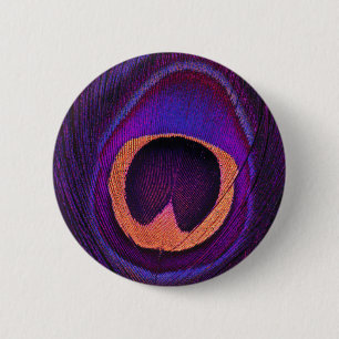 Neon Peacock 6 Cm Round Badge