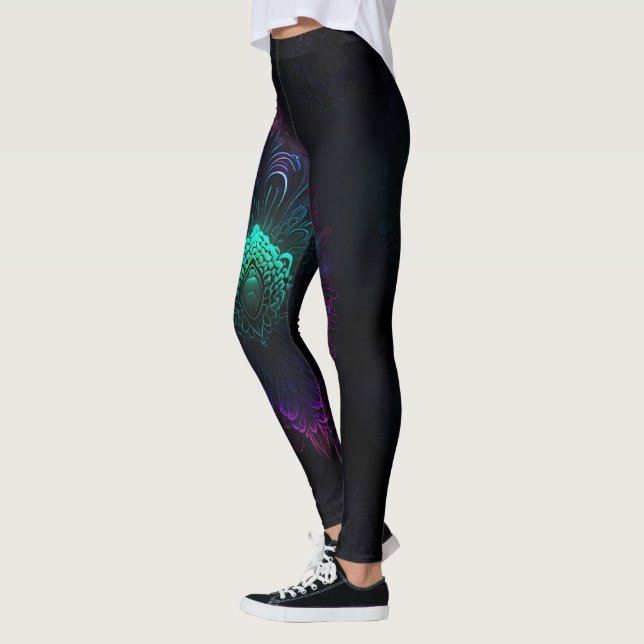 Neon Peacock Elegance Leggings (Left)