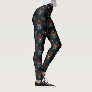 Neon Peacock Flower Blossom Leggings