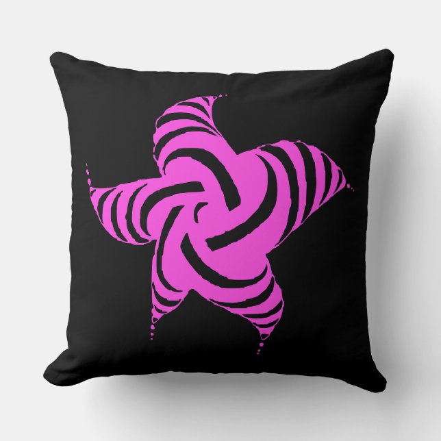 Neon Pentaspiral Magenta Zebra Vortex Cushion (Front)