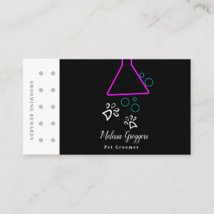 Neon Pet Groomer Suds Logo Reward Business Card