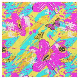 Neon Petal Splash Fabric