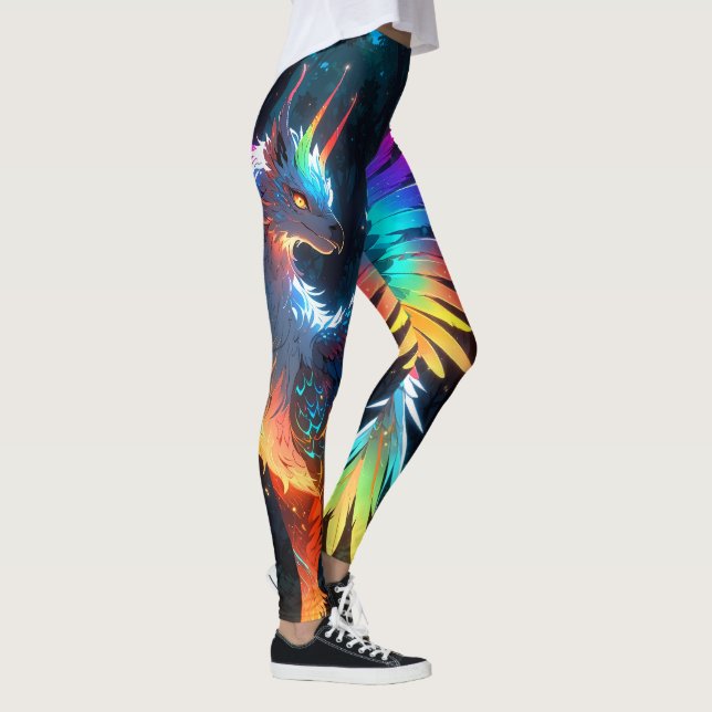 Neon Phoenix Bird Leggings (Right)