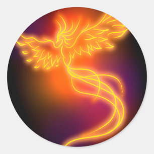 Neon Phoenix Classic Round Sticker