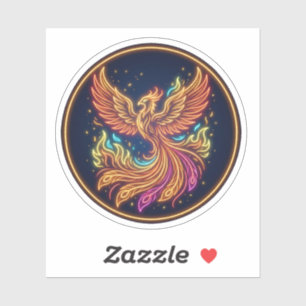 Neon Phoenix Rising Flames Fantasy Glow Art