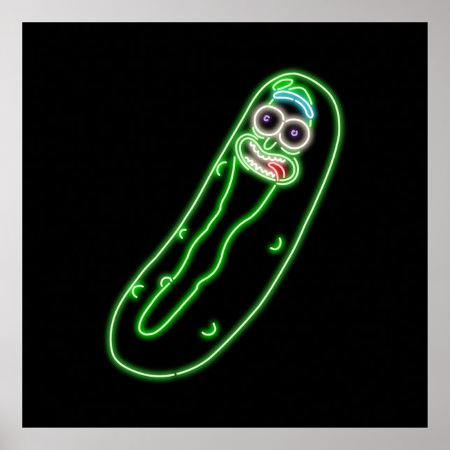 Neon Pickle Rick Black Poster (Front)