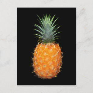 Neon Pineapple Glowing Fruit Art  Postcard