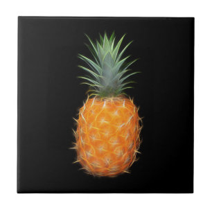 Neon Pineapple Glowing Fruit Art Tile