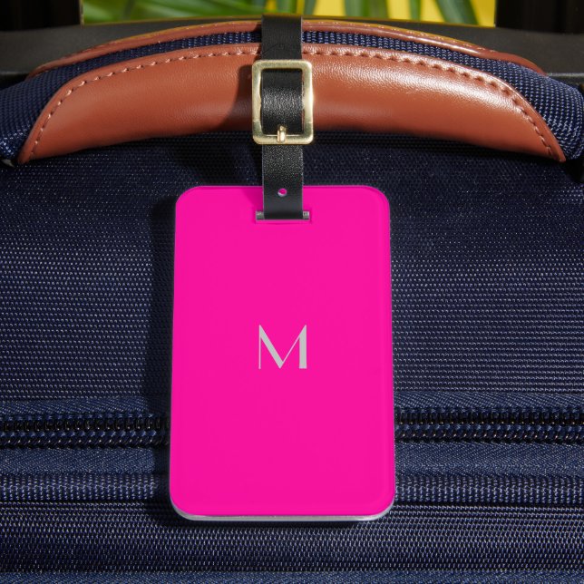neon pink - add monogram luggage tag (Front Insitu 2)
