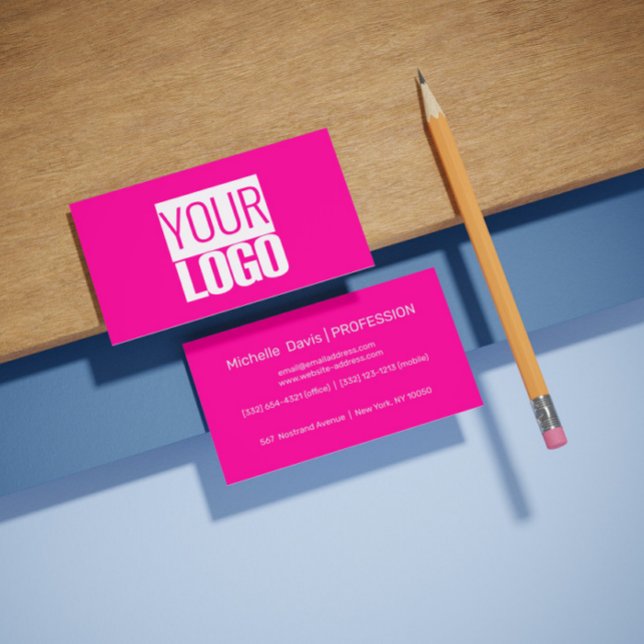 neon pink - add your  logo business card (Creator Uploaded)