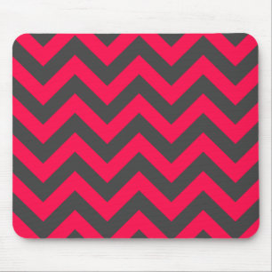Neon Pink and Grey Chevron Pattern Mouse Pad