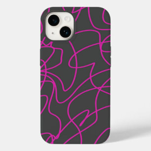 Neon Pink and Grey Line Art Case-Mate iPhone 14 Case