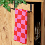 Neon Pink and Red Chequered Chequerboard Vintage Tea Towel<br><div class="desc">Neon Pink and Red Chequered Chequerboard | Vintage | Classic | Trendy | Stylish | Fashion | Minimal</div>