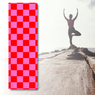 Neon Pink and Red Chequered Chequerboard Vintage Yoga Mat