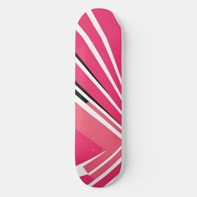 Neon Pink and White Simple Vector Skateboard (Front)
