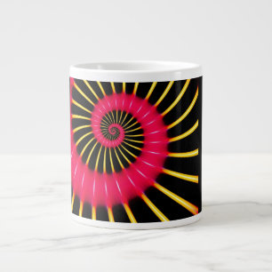 Neon Pink And Yellow Spiral Fractal Large Coffee Mug