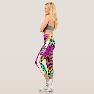 Neon Pink  Animal GRL Power  Capri Leggings