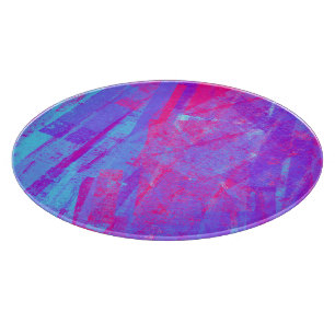 Neon Pink & Aqua Blue Abstract Cutting Board