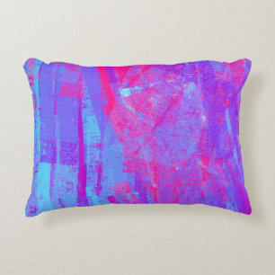 Neon Pink & Aqua Blue Abstract Decorative Cushion