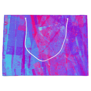 Neon Pink & Aqua Blue Abstract Large Gift Bag