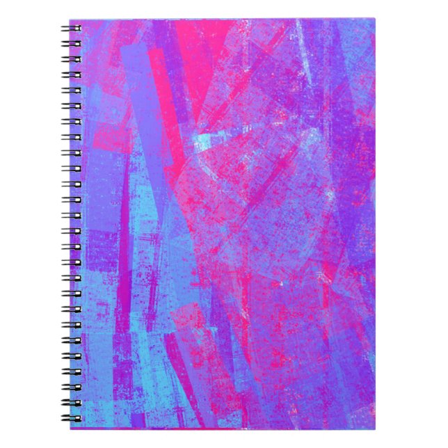 Neon Pink & Aqua Blue Abstract Notebook (Front)