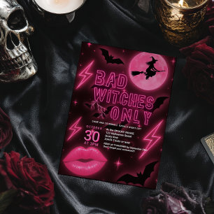 Neon Pink Bad Witches Halloween Girls Night Out Invitation
