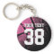 Neon pink basketball keychain with jersey number