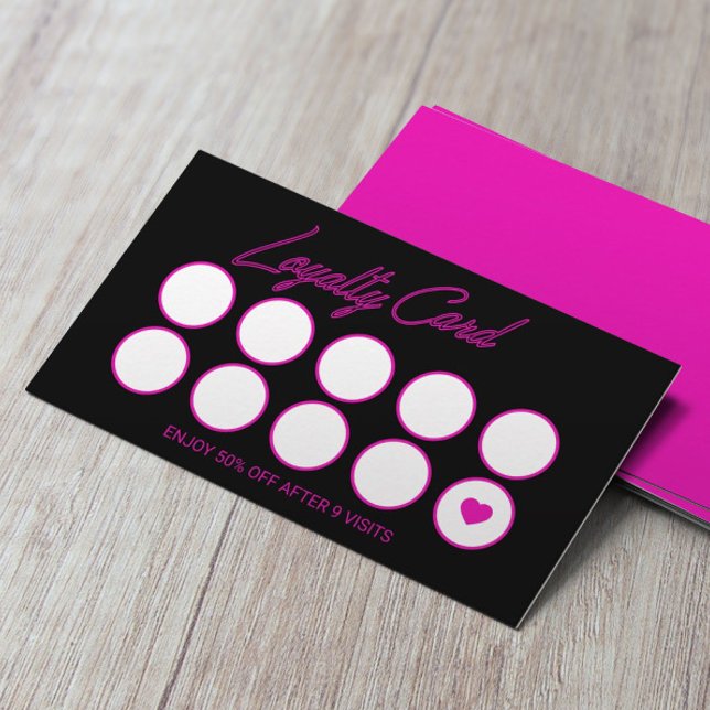 Neon Pink Beauty Salon Loyalty Punch Card (Creator Uploaded)