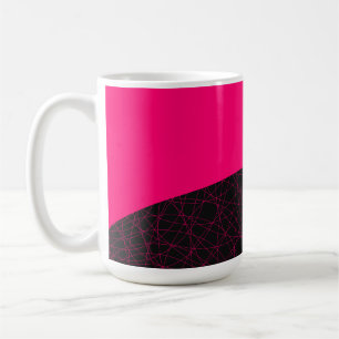 Neon Pink & Black Geometric Mug – Customisable