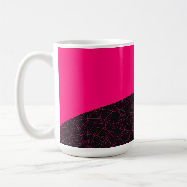 Neon Pink & Black Geometric Mug – Customisable (Left)