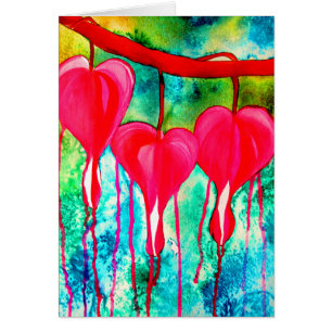 Neon pink Bleeding Hearts art flowers