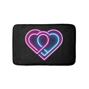 Neon pink/blue heart Valentine's day mug Bath Mat