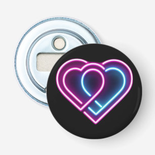 Neon pink/blue heart Valentine's day mug Bottle Opener