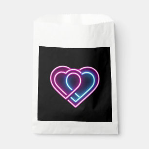 Neon pink/blue heart Valentine's day mug Favour Bag