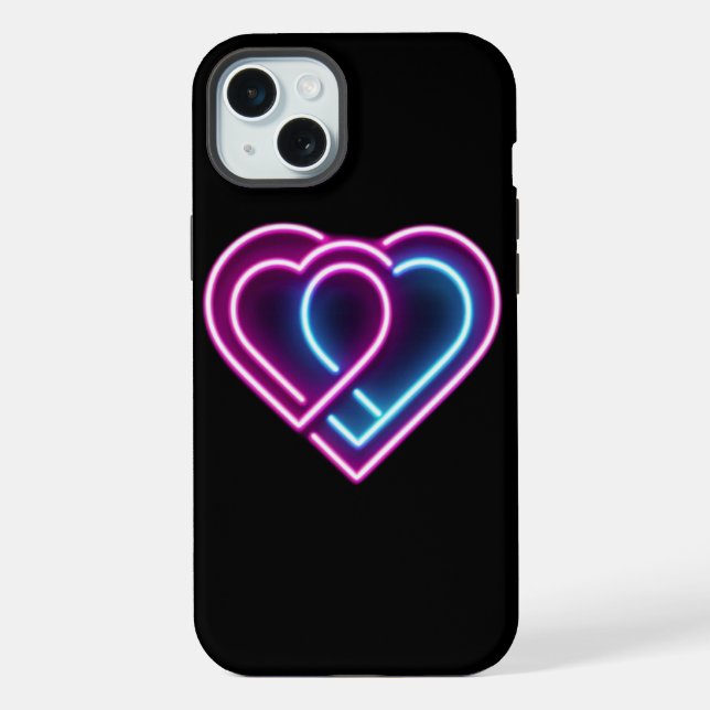 Neon pink/blue heart Valentine's day mug iPhone Case (Back)