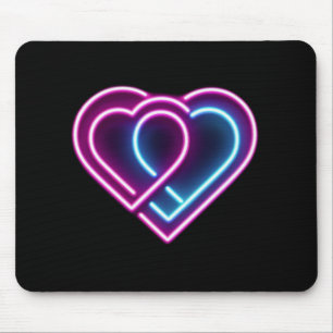 Neon pink/blue heart Valentine's day mug Mouse Pad