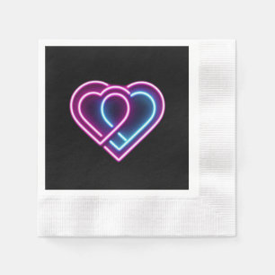 Neon pink/blue heart Valentine's day mug Napkin