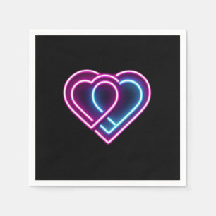 Neon pink/blue heart Valentine's day mug Napkin