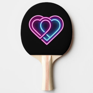 Neon pink/blue heart Valentine's day mug Ping Pong Paddle